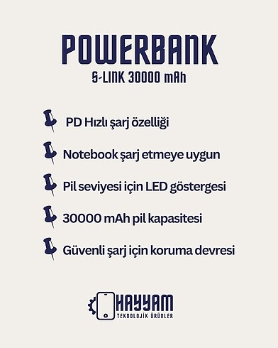 S-link 30000 MAh hızlı şarj Powerbank - Görsel 2