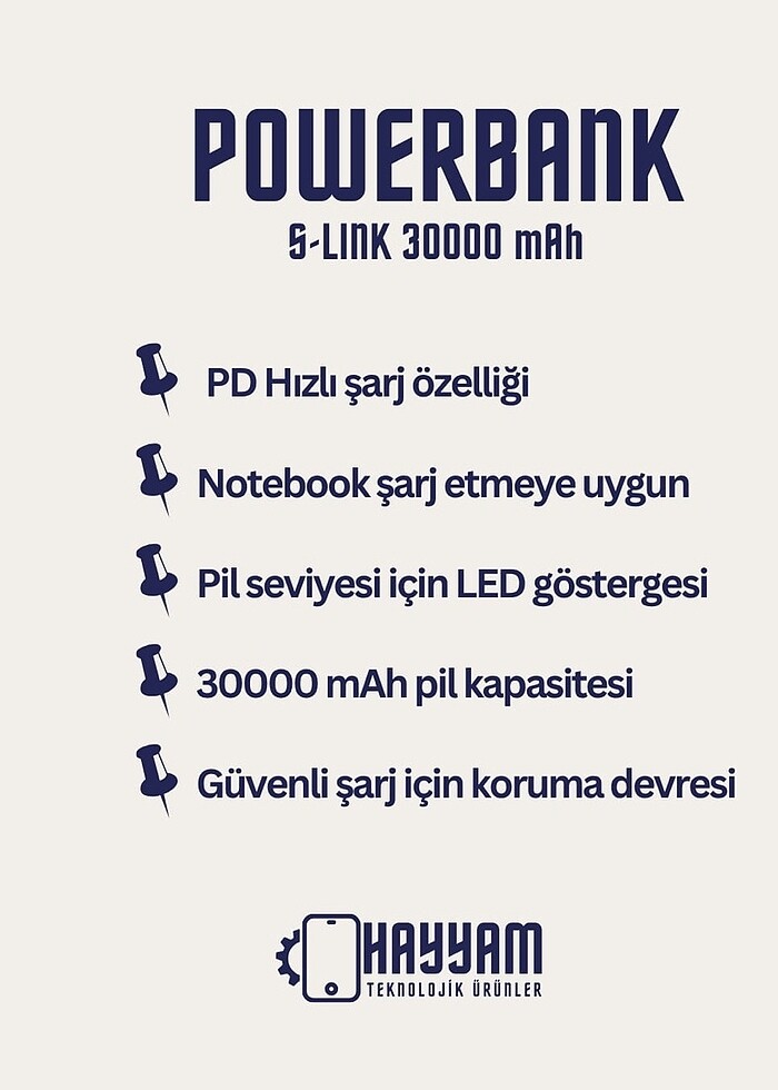 S-link 30000 MAh hızlı şarj Powerbank - Görsel 2