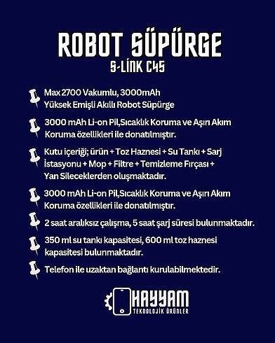 S-link C45 Robot süpürge - Görsel 2