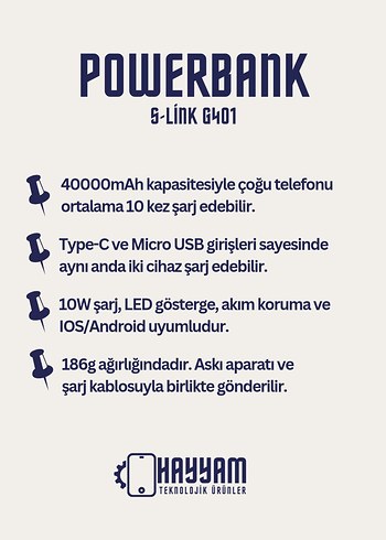 S-Link G401 40000mAh Siyah Powerbank - Görsel 2