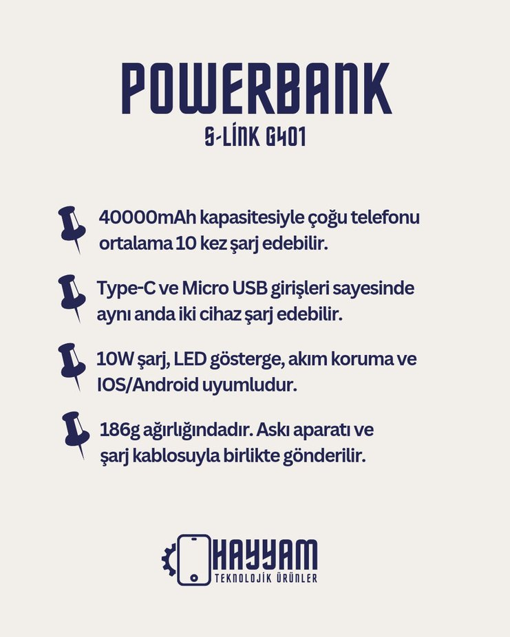S-Link G401 40000mAh Siyah Powerbank - Görsel 2