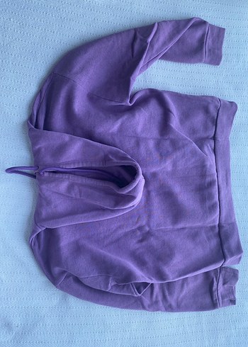 l Beden mor Renk Mor Kapüşonlu Fermuarlı Sweatshirt