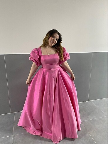 44 Beden Pembe prenses model abiye