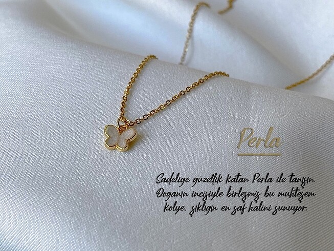 Perla çelik kelebek kolye