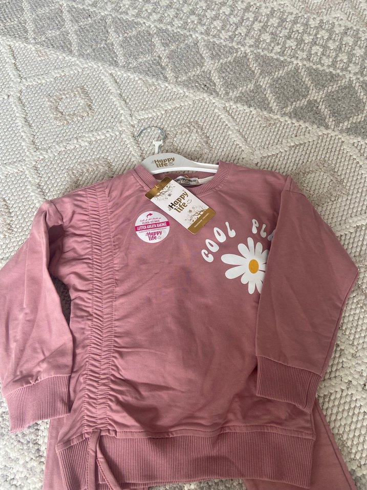 Uzun Kollu Pembe Kız Bebek Takımı4 yaş - Görsel 2