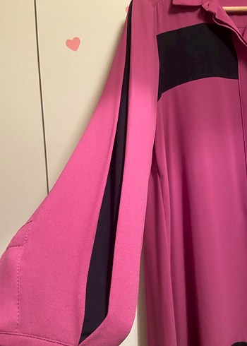 Uzun Kollu Düğmeli Pembe Kadın Tunik - Görsel 2