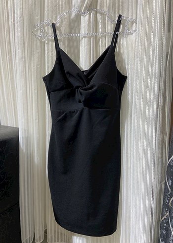 Siyah Drapeli Midi Strappy Elbise