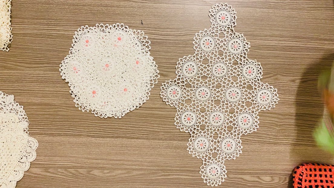 6 peçete 1 tepsi örtüsü Bohem Stil El Yapımı Dantel Örtüler - Görsel 4