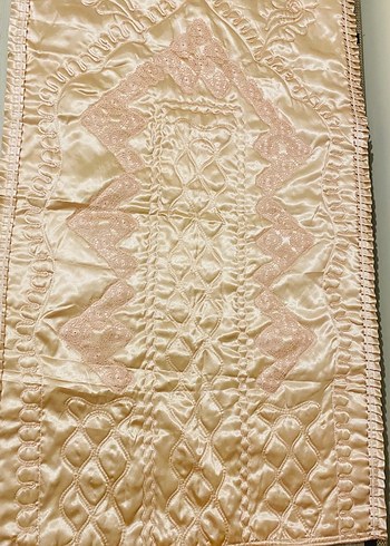 El yapımı dantel işlemeli Parlak somon rengi seccade Örtüsü - Görsel 3