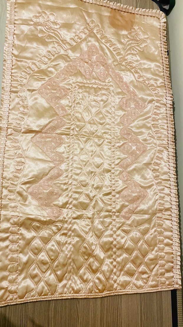 El yapımı dantel işlemeli Parlak somon rengi seccade Örtüsü - Görsel 3