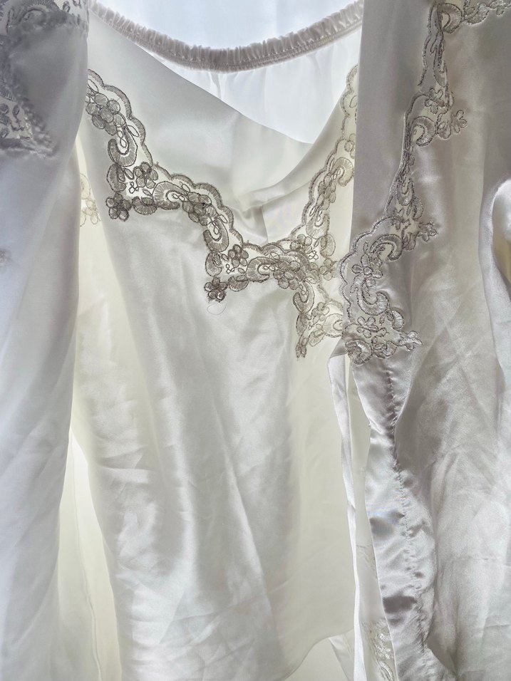 Uzun Beyaz Nakışlı Bohem Kadın Gecelik takımı - Görsel 4