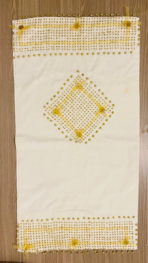 Boncuk İşlemeli Beyaz pamuk Havlu - Görsel 2