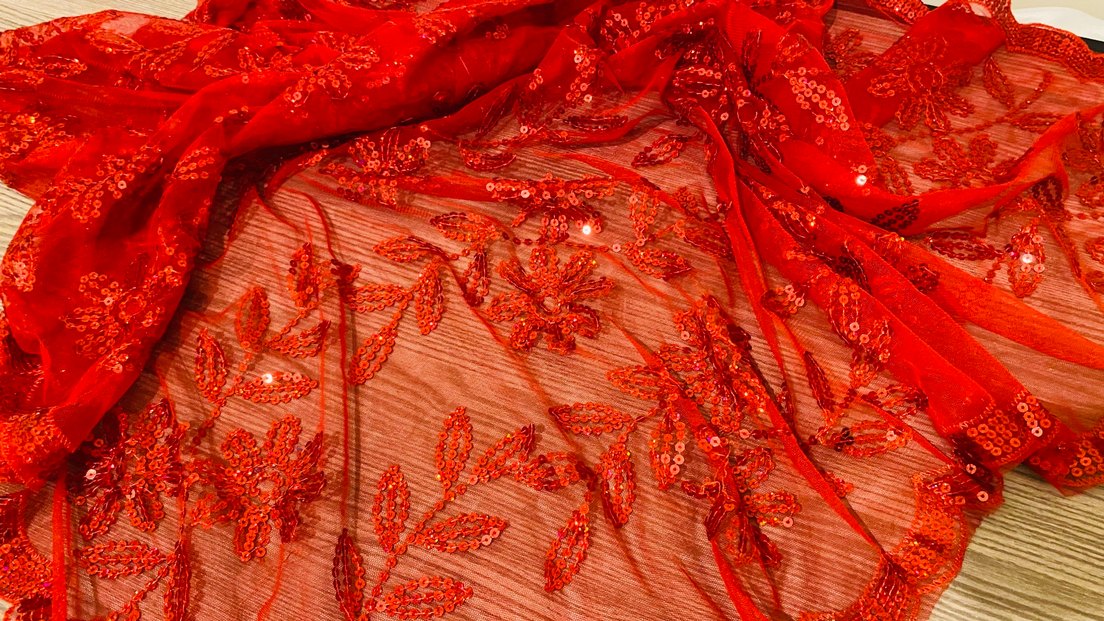 Kırmızı İşlemeli Kına örtüsü - Görsel 3
