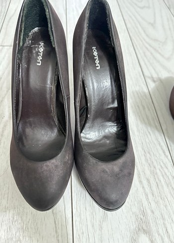 Gri Süet Platform Topuklu Kadın Stiletto - Görsel 2