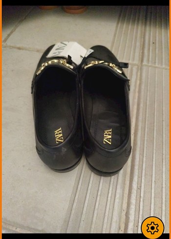 38 Beden Zara Siyah Deri Toali Loafer