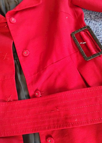 Kemerli Kırmızı kaban elbiy - Görsel 4