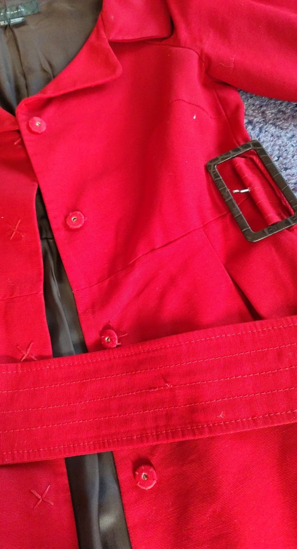 Kemerli Kırmızı kaban elbiy - Görsel 4