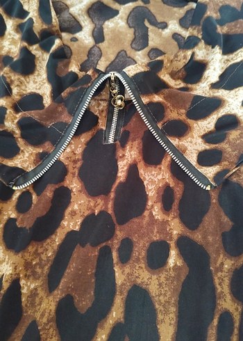 Leopar Desenli Uzun Kadın elbise - Görsel 4