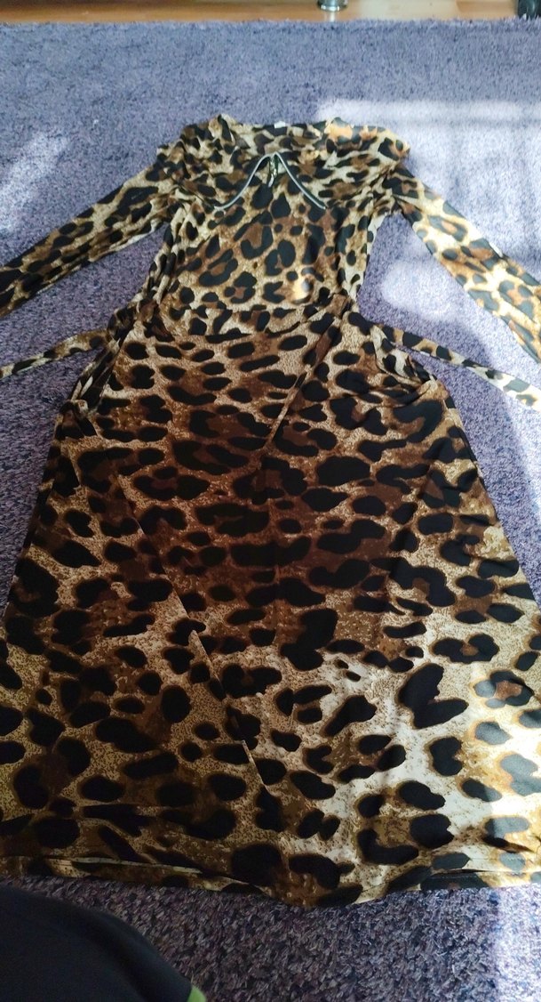 Leopar Desenli Uzun Kadın elbise - Görsel 2