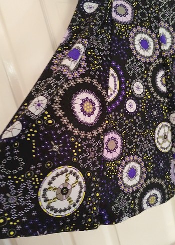 Mor Pileli Bağlama Desenli Midi Etek bel lastikli boy60cm - Görsel 2