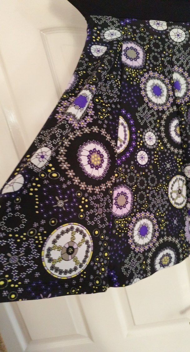 Mor Pileli Bağlama Desenli Midi Etek bel lastikli boy60cm - Görsel 2