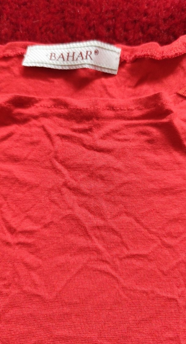 Kızlar İçin Kırmızı Uzun Kollu Tişört esnek - Görsel 2