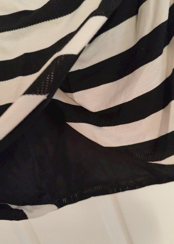 Askısız Drapeli Siyah Beyaz midi etek bel 34 esniyor boy 54 ki - Görsel 2