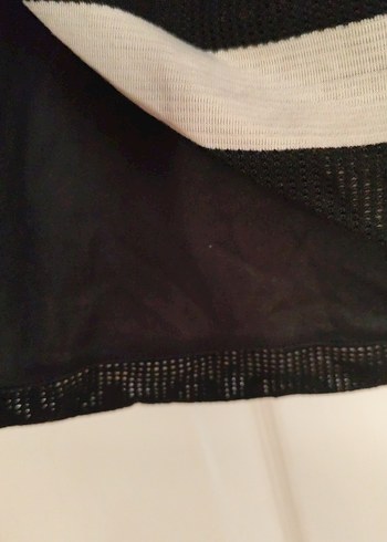 Askısız Drapeli Siyah Beyaz midi etek bel 34 esniyor boy 54 ki - Görsel 3