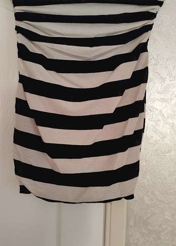 Askısız Drapeli Siyah Beyaz midi etek bel 34 esniyor boy 54 ki - Görsel 5