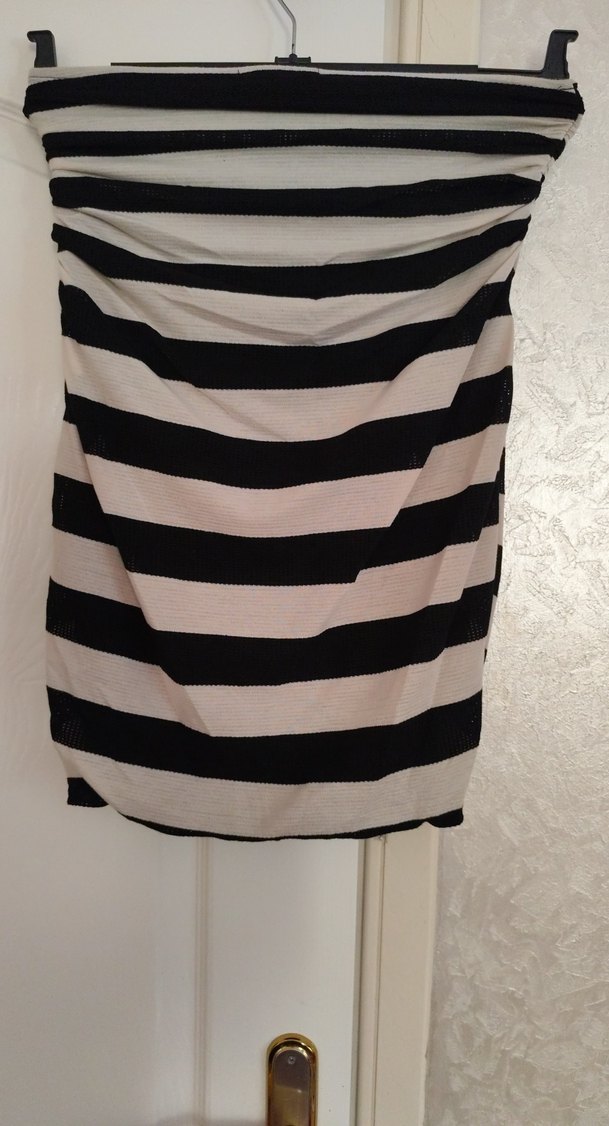 Askısız Drapeli Siyah Beyaz midi etek bel 34 esniyor boy 54 ki - Görsel 5