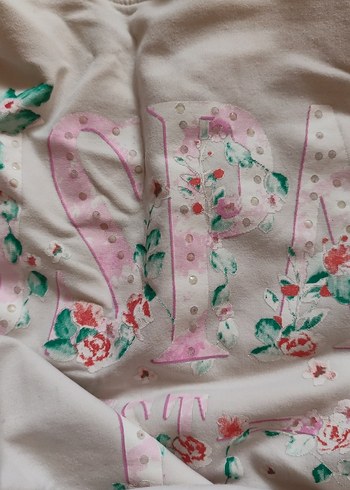 Beyaz Baskılı Uzun Kollu Kız Tişörtü - Görsel 2