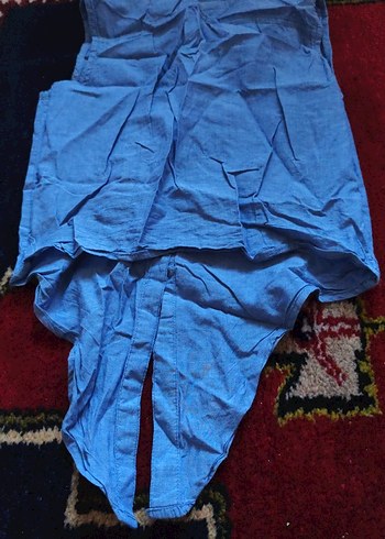 Düğmeli Mavi  Kolsuz  Gömlek - Görsel 3