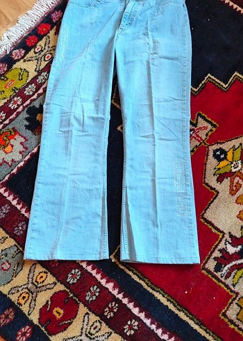 Diğer Mavi Baglamali Bohem Midi Kot Pantolon Bel 42 Boy100 5cm Yuksekb