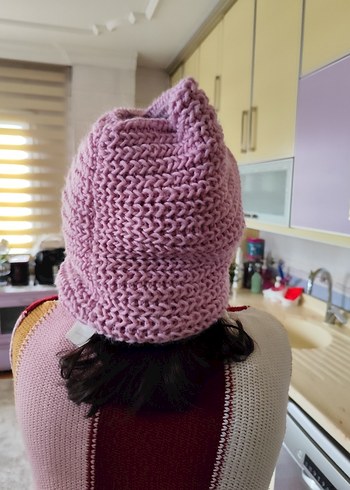 Pembe Bohem Örgü Kadın Bere ister boyu nluk ister bere - Görsel 2