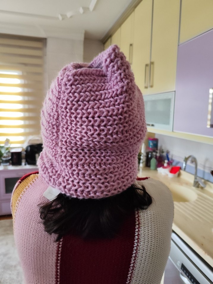 Pembe Bohem Örgü Kadın Bere ister boyu nluk ister bere - Görsel 2