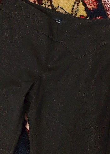 Siyah Geniş Kesim Kumaş Kadın Pantolon simli bel39boy205cm - Görsel 2