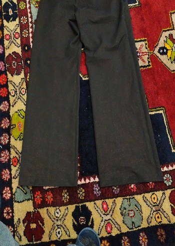 Siyah Geniş Kesim Kumaş Kadın Pantolon simli bel39boy205cm - Görsel 4