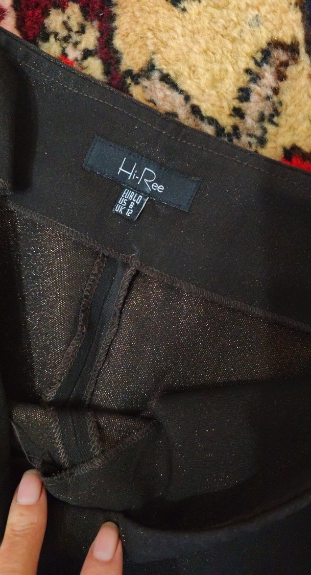 Siyah Geniş Kesim Kumaş Kadın Pantolon simli bel39boy205cm - Görsel 3