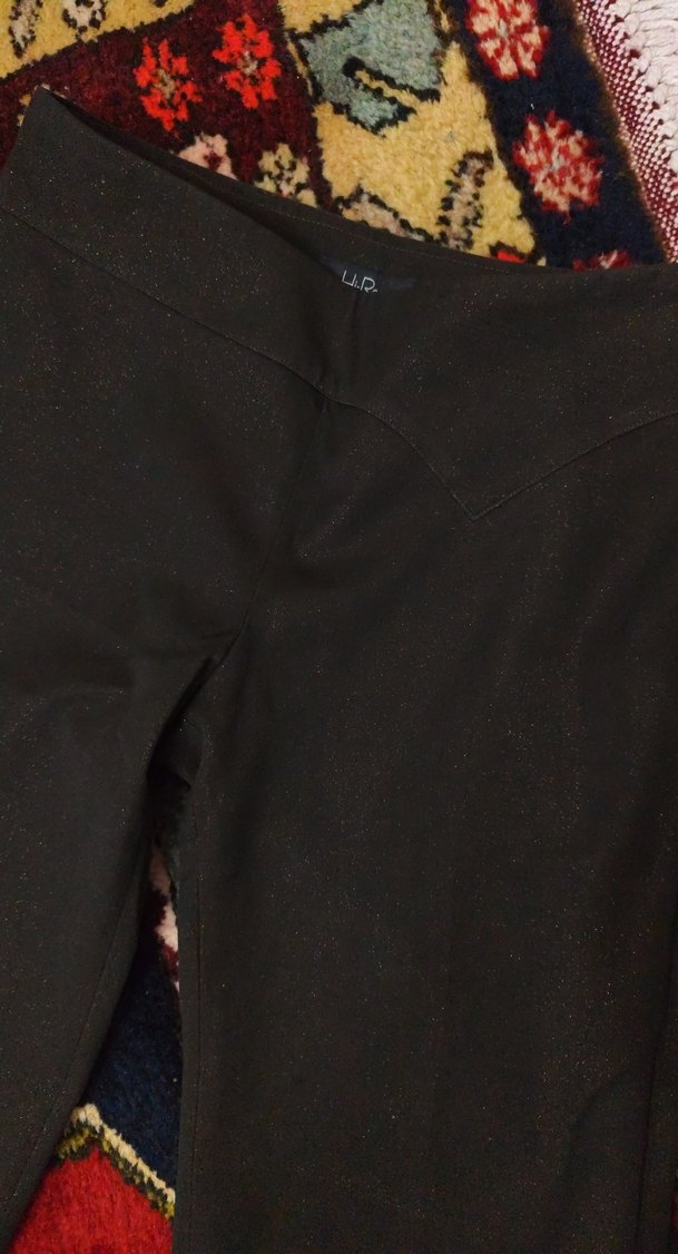 Siyah Geniş Kesim Kumaş Kadın Pantolon simli bel39boy205cm - Görsel 2