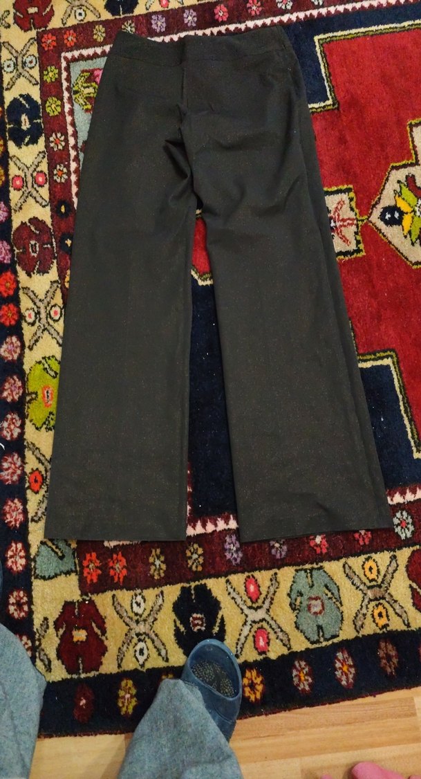 Siyah Geniş Kesim Kumaş Kadın Pantolon simli bel39boy205cm - Görsel 4