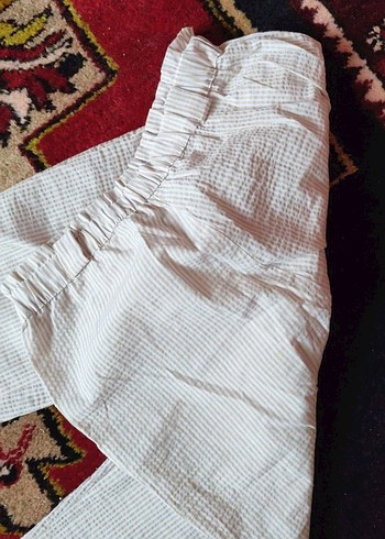 Beyaz Piliseli Kadın Pantolon - Görsel 6