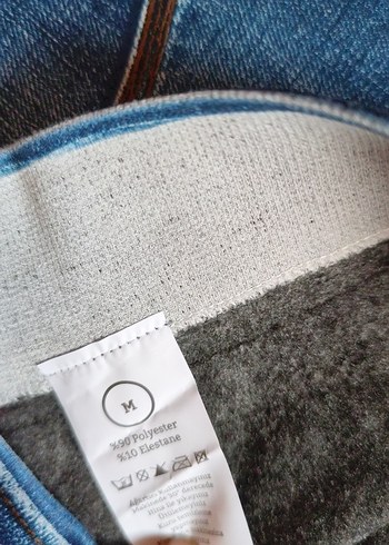 Elastik Bel Detaylı Mavi Denim Kadın Tayt - Görsel 3