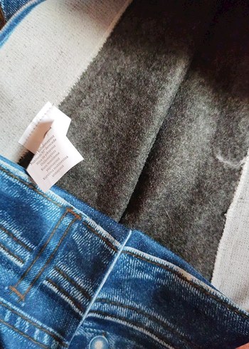 Elastik Bel Detaylı Mavi Denim Kadın Tayt - Görsel 4