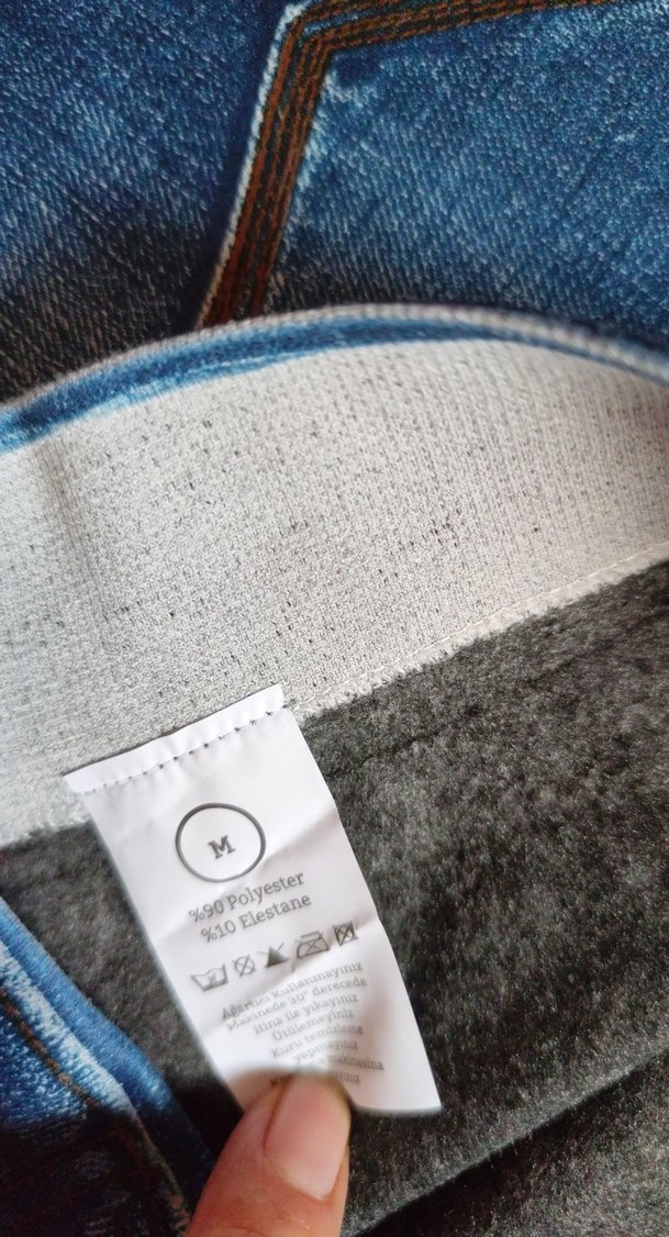 Elastik Bel Detaylı Mavi Denim Kadın Tayt - Görsel 3