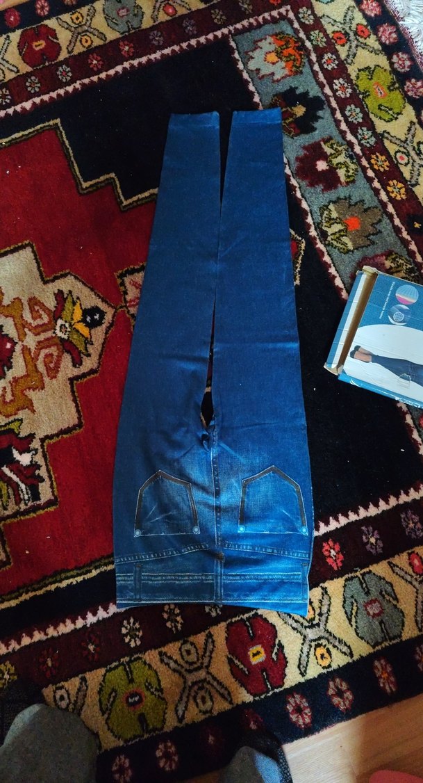 Elastik Bel Detaylı Mavi Denim Kadın Tayt - Görsel 2