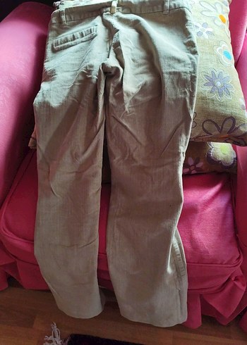 Düğmeli Beyaz Kadın Kumaş Pantolon bel40boy94cm - Görsel 3