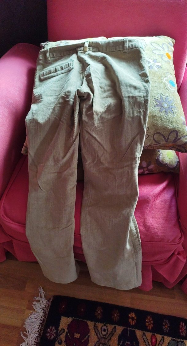 Düğmeli Beyaz Kadın Kumaş Pantolon bel40boy94cm - Görsel 3