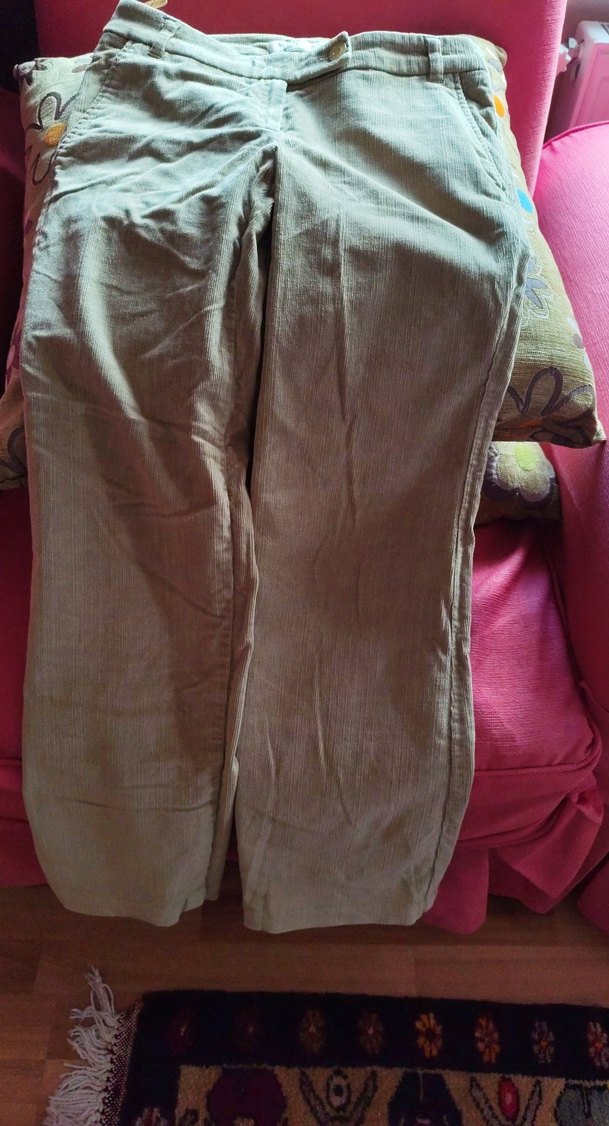 Düğmeli Beyaz Kadın Kumaş Pantolon bel40boy94cm - Görsel 2