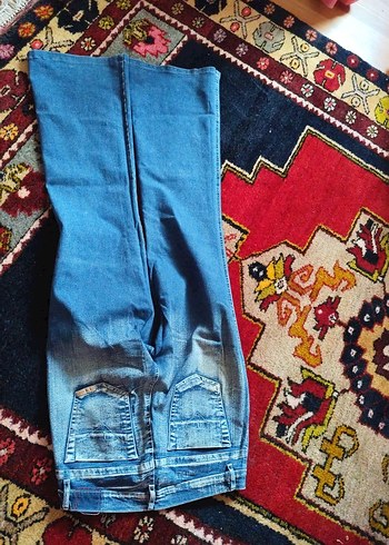 Kadın Mavi Denim Pantolon bel35cm 40cme kadar esniyor boy98 - Görsel 4