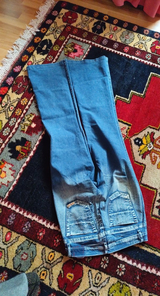 Kadın Mavi Denim Pantolon bel35cm 40cme kadar esniyor boy98 - Görsel 5